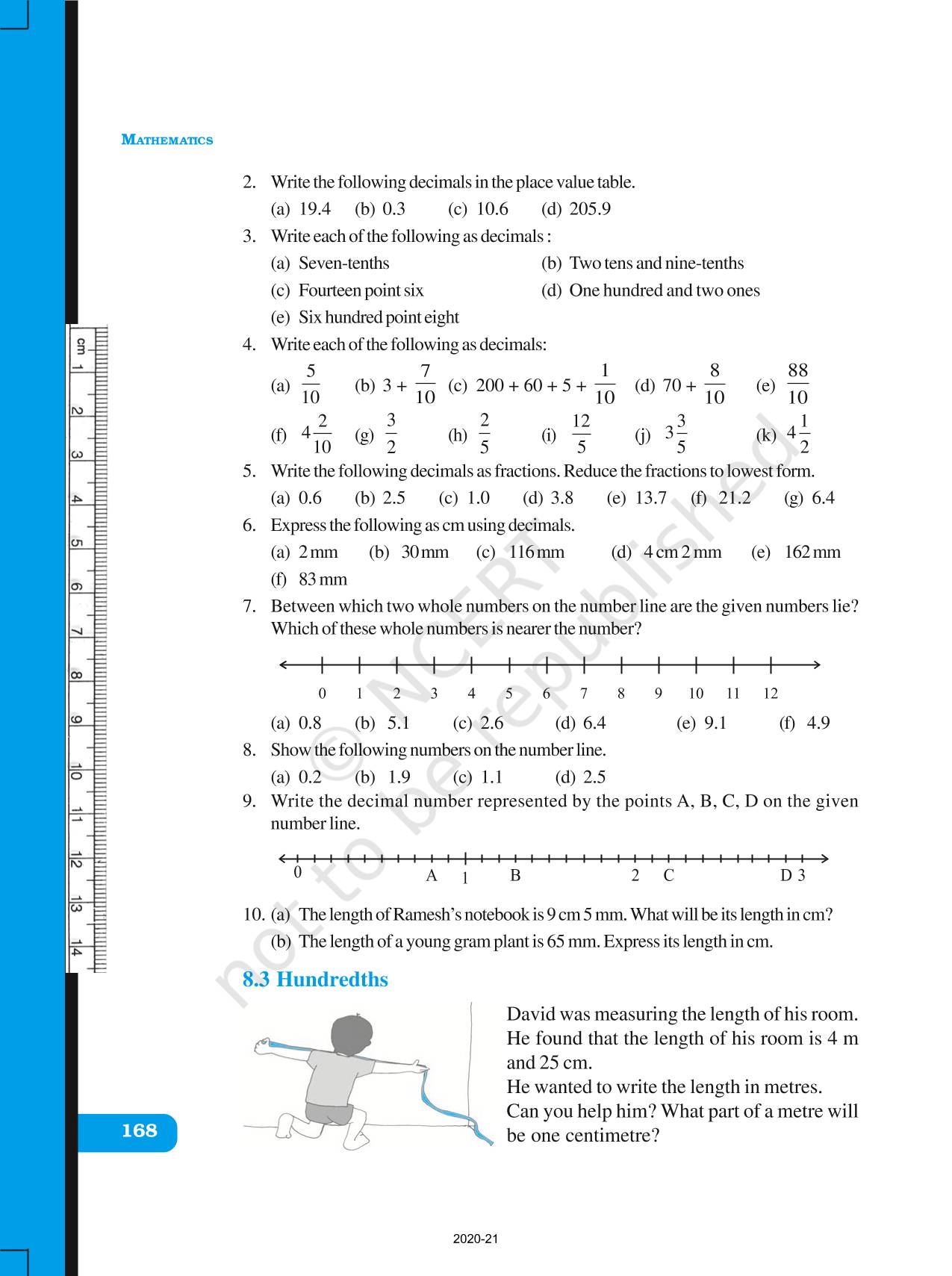 Decimals - NCERT Book Of Class 6 Mathematics